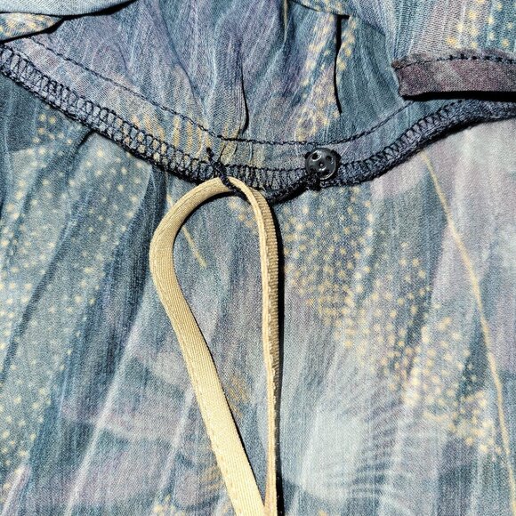 Vince Deco Blue Sheer Floral Pleated Blouse Top Women's S - Picture 11 of 13